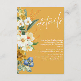 Warm yellow Spring Garden Wildflowers wedding Begleitkarte