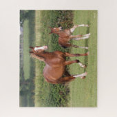 Warmblut Mare and Foal Walking Together Puzzle (Vertikal)