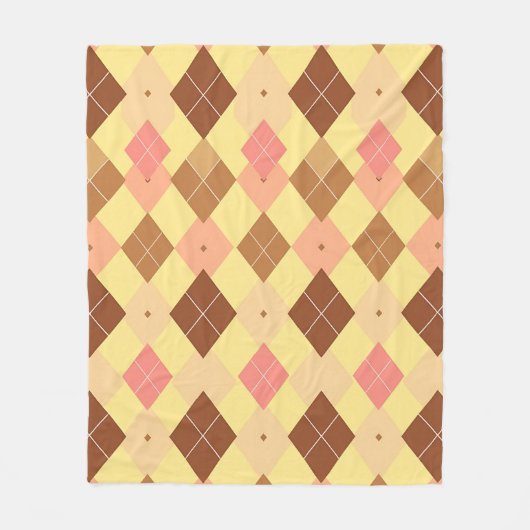 Warmbraun-Rosa-Argyle-Muster Fleecedecke (Vorderseite)