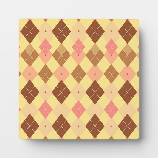 Warmbraun-Rosa-Argyle-Muster Fotoplatte (Vorderseite)