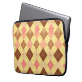 Warmbraun-Rosa-Argyle-Muster Laptopschutzhülle (Vorderseite Links)