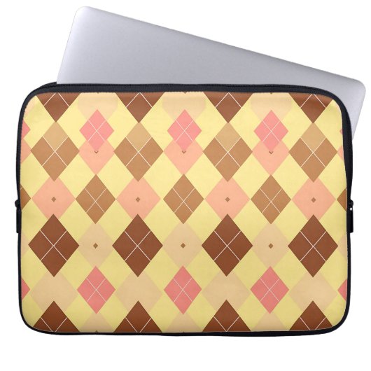 Warmbraun-Rosa-Argyle-Muster Laptopschutzhülle (Vorderseite)