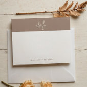 Warmby Beige Mit Monogramm Script Mitteilungskarte