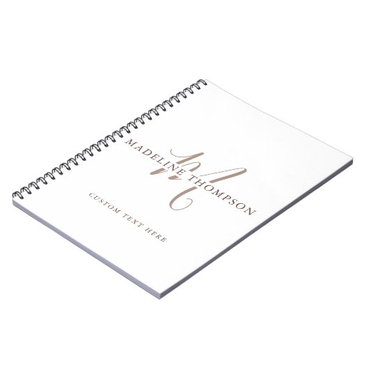 Warmby Beige Mit Monogramm Script Notizblock (Linke Seite)