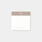 Warmby Beige Mit Monogramm Script Post-it Klebezettel (Vorderseite)