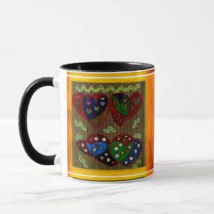Warme Abstrakte Kunstfarben auf Tasse