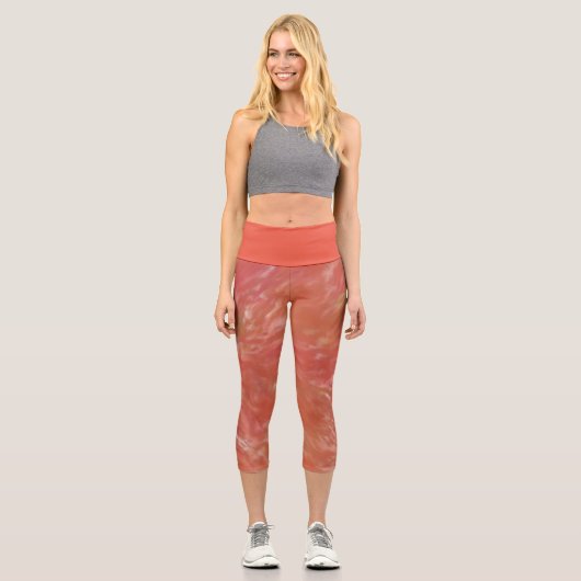 Warme Abstrakte Rot-Orange-Kunstdrucke Capri Leggings (Vorderseite)