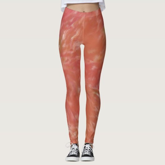 Warme Abstrakte Rot-Orange-Kunstdrucke Leggings (Vorderseite)