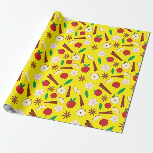Warme Äpfel, Zimt nahtloser Herbst-Erntedank Geschenkpapier (Ungerollt)