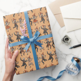Warme Aprikose | Halloween-Skelett Geschenkpapier