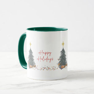 Warme Aquarell-Tannenbaum-Festparty-Einladung Tasse