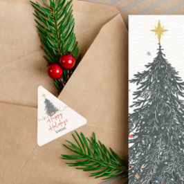 Warme Aquarellkiefer Feiertag Einladung Dreieckiger Aufkleber