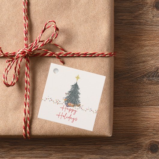 Warme Aquarellkiefer Feiertag Einladung Geschenkanhänger