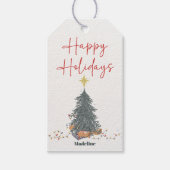 Warme Aquarellkiefer Feiertag Einladung Geschenkanhänger (Vorderseite)