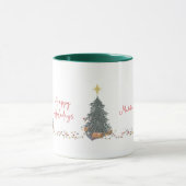 Warme Aquarellkiefer Feiertag Einladung Tasse (Zentrum)