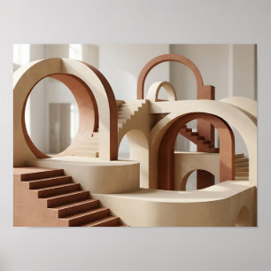 Warme architektonische Bögen und Treppen Moderne W Poster