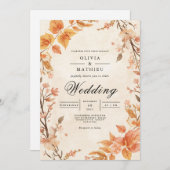 Warme autonale Bloom Blüh Hochzeit Einladung (Vorne/Hinten)