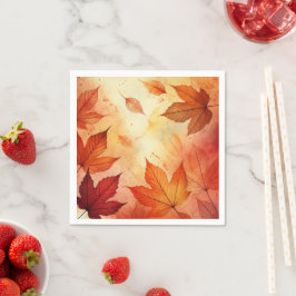 Warme Autumnal Wasserfarbe Blätter Découpage Napki Serviette