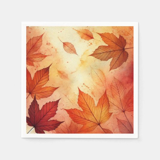 Warme Autumnal Wasserfarbe Blätter Découpage Napki Serviette (Vorderseite)