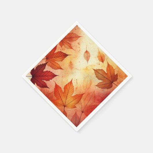 Warme Autumnal Wasserfarbe Blätter Découpage Napki Serviette (Ecke)
