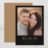 Warme Beige Elegante Foto Save The Date (Vorne/Hinten)