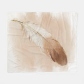 Warme Beige-Feder-Boho-Aquarell-Minimalist-Kunst Fleecedecke (Vorderseite (Horizontal))