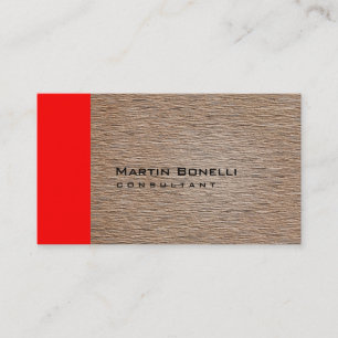 Warme beige Holzeffekt Red Stripe Business Card Visitenkarte