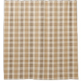 Warme beige karierte Leinenstruktur mit Webmuster Duschvorhang (Vorderseite)