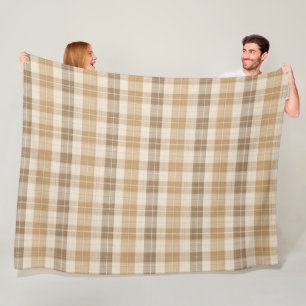 Warme beige karierte Leinenstruktur mit Webmuster Fleecedecke