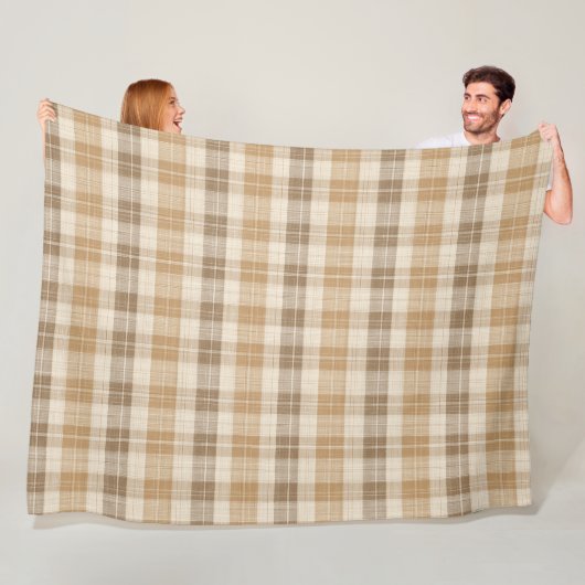 Warme beige karierte Leinenstruktur mit Webmuster Fleecedecke (Beispiel)