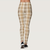 Warme beige karierte Leinenstruktur mit Webmuster Leggings (Rückseite)