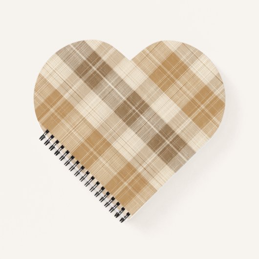 Warme beige karierte Leinenstruktur mit Webmuster Notizblock (Vorderseite)