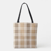 Warme beige karierte Leinenstruktur mit Webmuster Tasche (Rückseite)