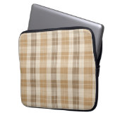 Warme Beige Karo Leinenstruktur mit Webmuster Laptopschutzhülle (Vorderseite Links)