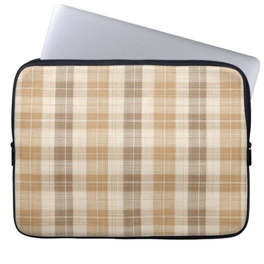 Warme Beige Karo Leinenstruktur mit Webmuster Laptopschutzhülle (Vorderseite)