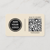 Warme Beige-Logo-Scan-Code-Kontakt-Geschäftskarte Visitenkarte (Rückseite)