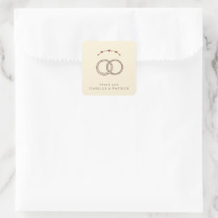 Warme Beige Minimalistische Eheringe Quadratischer Aufkleber