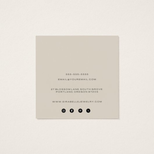 Warme, beige Minimalistische Ohrringe Display-Kart (Rückseite)