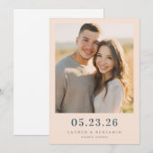 Warme beige romantische Fotografie Save The Date (Vorne/Hinten)