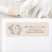 Warme Beige Rustikal Kranz Mit Monogramm Adresse (Insitu)