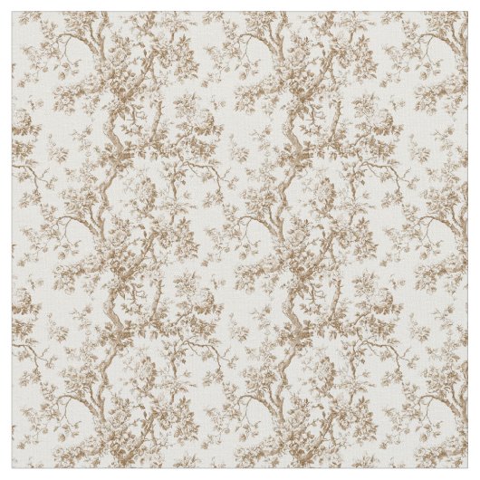 Warme, beige Toile mit Rose und Zweigstellen Stoff (Nahaufnahme)