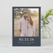 Warme Blaue Intime Foto Save The Date (Stehend Vorderseite)
