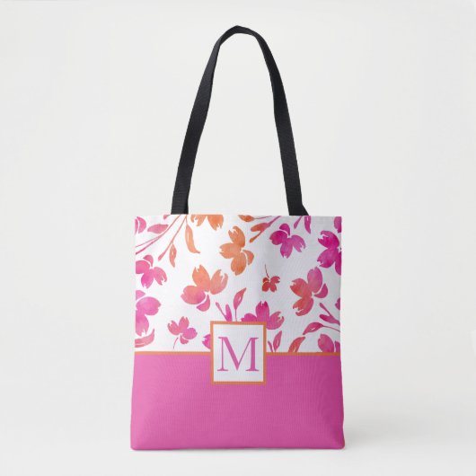 Warme Blume in Rosa und Orange Tasche (Vorderseite)