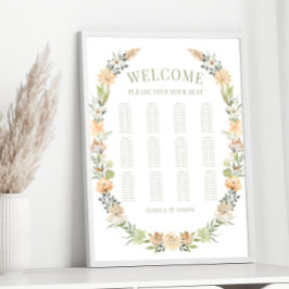 Warme blumengeschmückte Wildblume Hochzeitskarte Poster