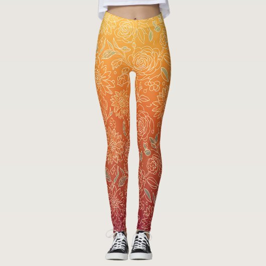 Warme Blumenmuster-Leggings Leggings (Vorderseite)