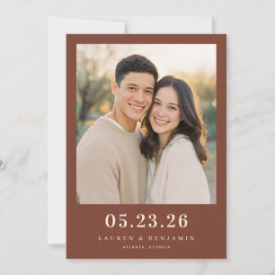 Warme Bordeauxrotes Minimalistisches Foto Save The Date