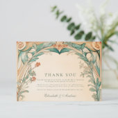 Warme botanische Rahmen Hochzeit Dankeskarte (Stehend Vorderseite)