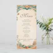 Warme botanische Rahmen Hochzeit Menükarte (Stehend Vorderseite)