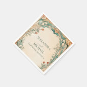 Warme botanische Rahmen Hochzeit Serviette (Ecke)