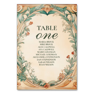 Warme botanische Rahmen Hochzeit Tischnummer